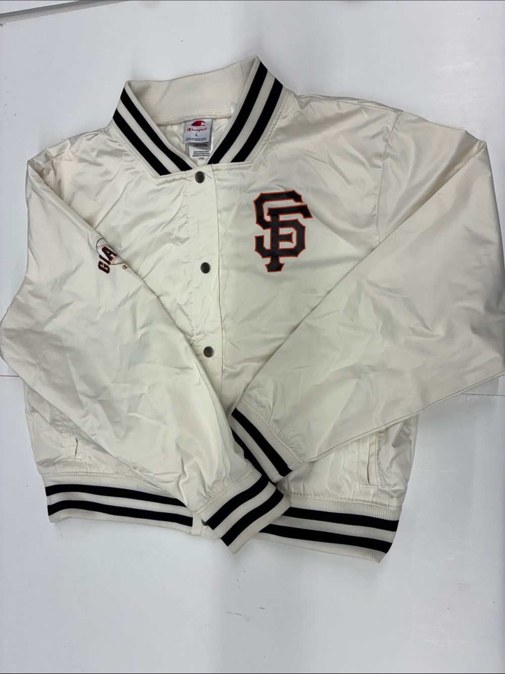 NEW Champion MLB Officially Licensed San Francisco Giants Satin Varsity Jacket